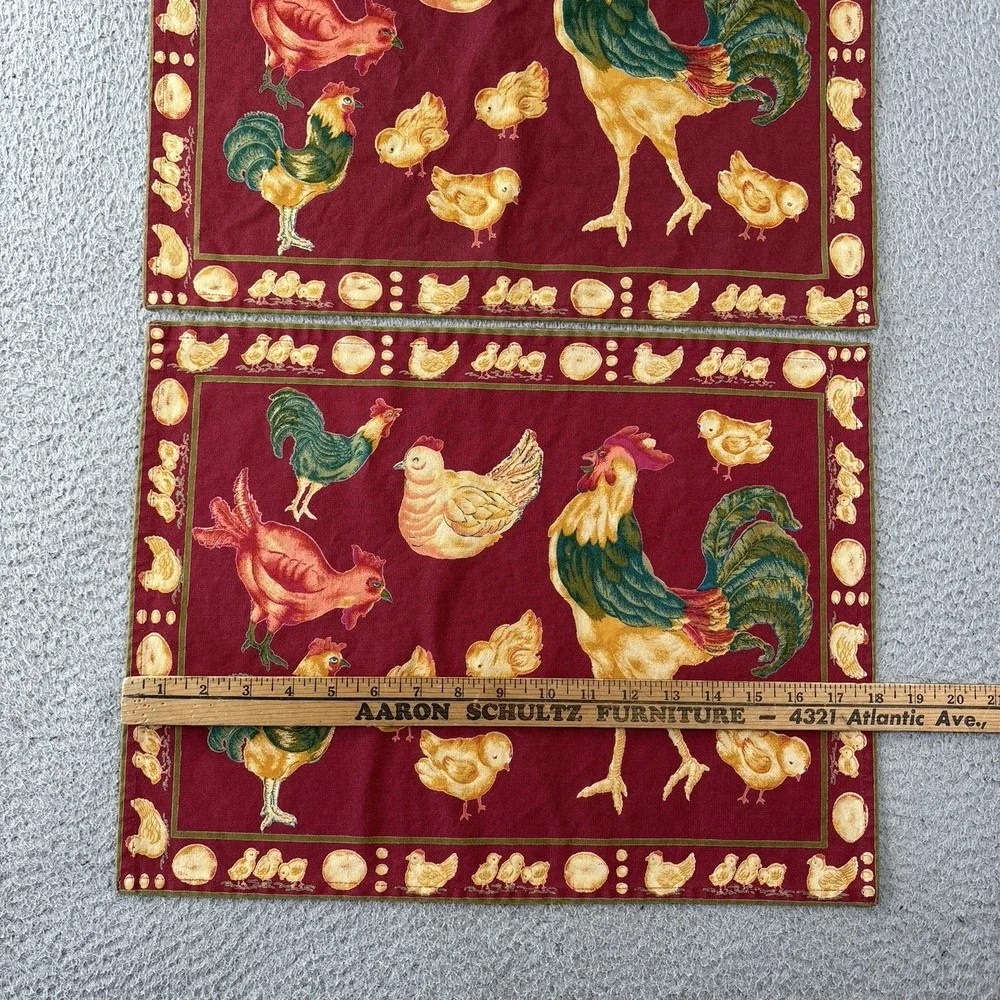 Vintage April Cornell Rooster & Hen Placemats Set of 2